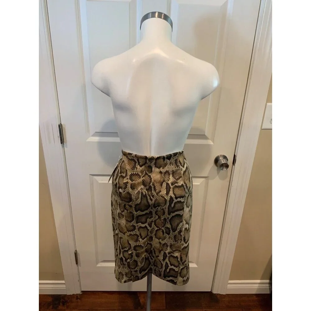 Michael Kors Brown & Black Python Print Pencil Skirt, Size 2 (US), NWT!